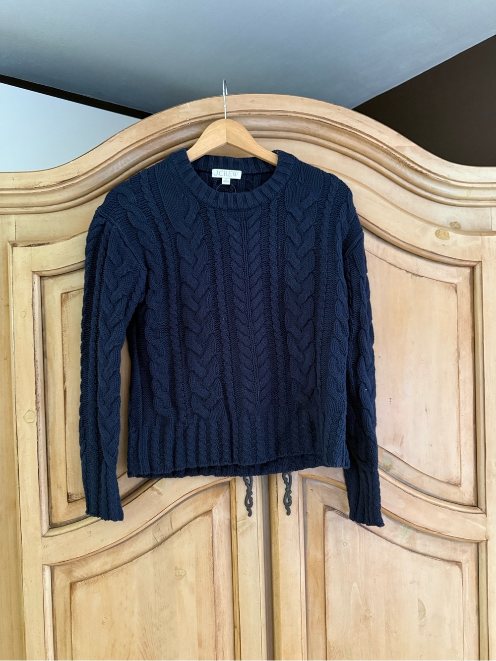 J. Crew Dark Navy Cable Crewneck Sweater